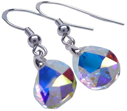 Aurora Borealis Ohrringe Topfenform 12mm 925 Sterling Silber besonders Funkelnd