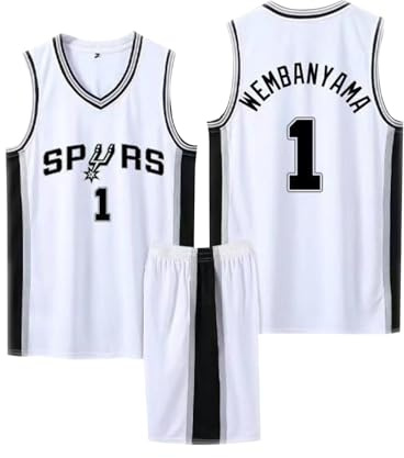 2 Pièces Tenue Basket Enfant/Adulte 2024, Ensemble Pop Maillot Sans Manches + Pantalon Court Blanc S