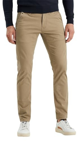 PME Legend Herren Chinohose Twin WASP Chino - Regular Fit - Blau Beige Grün, Größe:34W / 32L, Farbe:Beige 6405