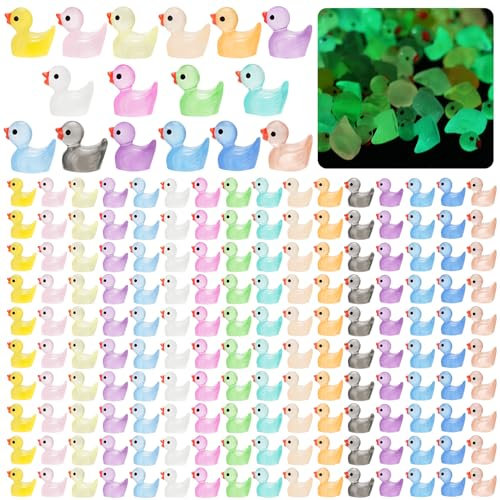 CRTWDMAN 240 Stück leuchtende Mini-Enten aus Kunstharz, kleine Enten, kleine Enten zum Verstecken, Miniaturfiguren für Partygeschenke