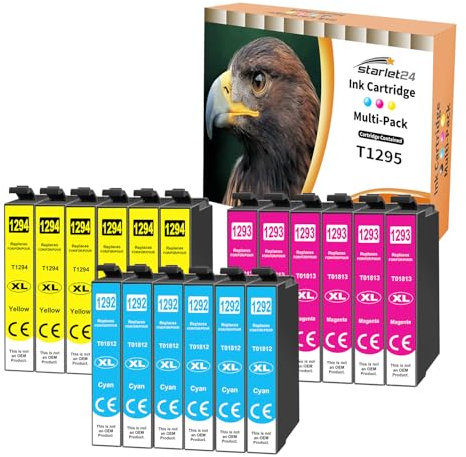 Starlet24 18x 129XL Multipack Druckerpatronen Kompatible für Epson T1292 T1293 T1294 für Workforce WF-3520 Stylus SX235W SX435W SX445W Office BX630FW BX635FWD BX320FW BX305FW BX625FWD