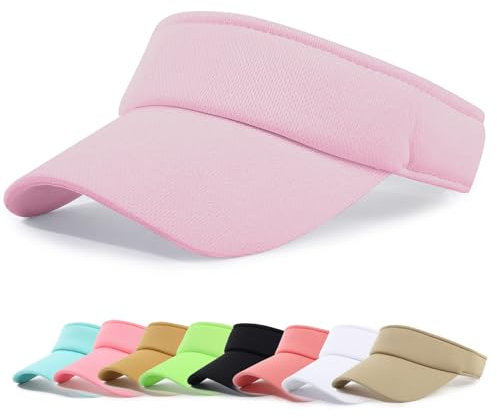 Wioklwe Sun Visor Cap - Women Ponytail Baseball Cap Adjustable Sport Outdoor Plain Visor Cap Golf Tennis Hats for Women Men (UK, Alpha, One Size, Pink)