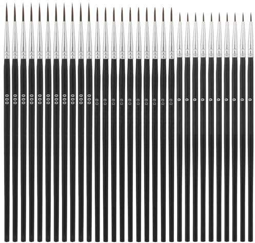 Lot de 30 pinceaux fins pour peinture acrylique, aquarelle, art des ongles, modélisme, œufs de Pâques (noir)