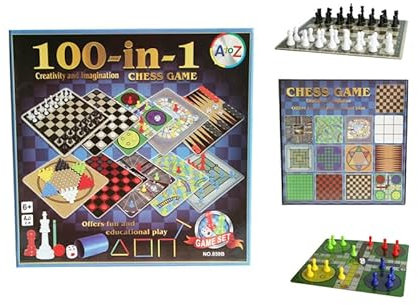 100 IN 1 Games Compendium Boards and Pieces Promotes Hand-Eye Coordination