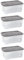 Strata 4 x 42 Litres Curve Plastic Stackable Storage Box & Lid with clip-on lids, 4 Pack, Multi storage box for home and office storage solution Clear Box, Grey Lid, (25cm H x 40cm W x 60cm D)