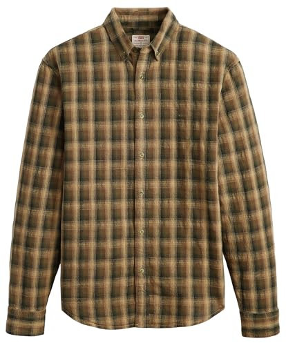 Levi's Men's Authentic Button DOWN Shirt, Yuri Plaid KELP, M