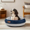 Deconovo Hundebett Flauschig Rund Katzenbett Donut Kissen Ø 61 cm orthopädisches Hundesofa für mittelgroße Hunde Hundekissen Waschbar Hundematte abnehmbar Hundekorb, 61x61x15cm, Navy blau