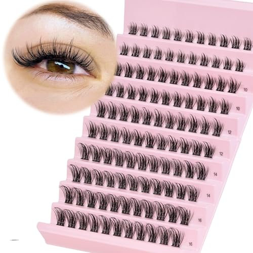 Veleasha Lash Extension 110PCS DIY Lash Clusters Manga Individual Lashes D Curl Eyelash Clusters Wispy Eyelash Extensions Soft False Lashes Natural Look at Home (Fairy,8-16MM)