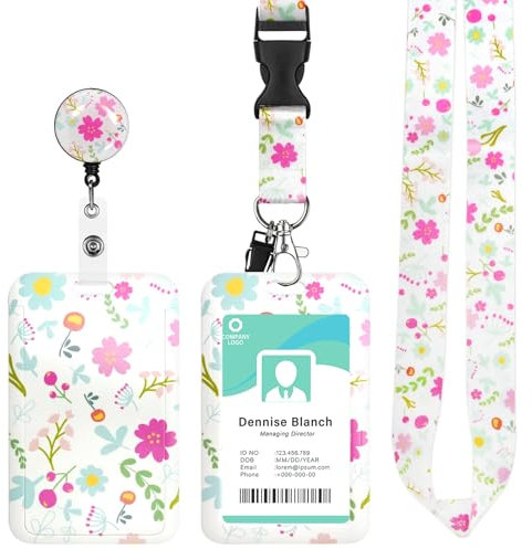Porte Badge Cordon Tour de Cou, Porte-cartes avec Swivel Lobster Clasp Rétractable pour Cartes d'transport d'étudiant d'infirmière, Carte de Bureau (A)