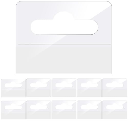200 Stk Eurolochaufhänger Selbstklebend Hängeetiketten 4,5 x 4 cm Hang Tabs Selbstklebend Kunststoff Aufhänger mit Schlitz Löchern für Verkaufsartikel Laden Einzelhandel Display