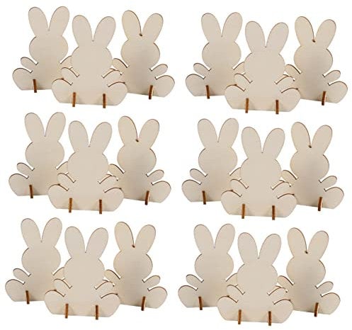 NUOBESTY 20stücke Teiliges Osterhasen Deko Bunny Figuren Für Ostern Tisch Und Raumdekoration Kreative Holzkunst Für Und Feiern