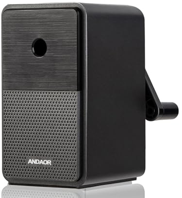 Manual Pencil Sharpener Desk Pencil Sharpener with Container 5 Grades of Thickness Adjustable and Auto-Stop Function Suitable for Classroom/Artists/Home/Office Use
