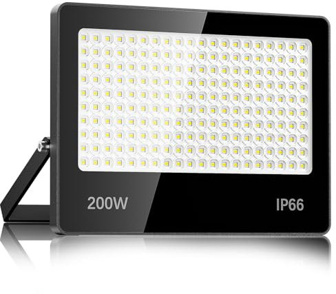 LED Strahler Außen 200W - 20000LM 6500K Kaltweiß Superhell LED Fluter Außen, IP66 Wasserdicht außenstrahler Scheinwerfer für Stadion, Terrasse, Straße, Garage