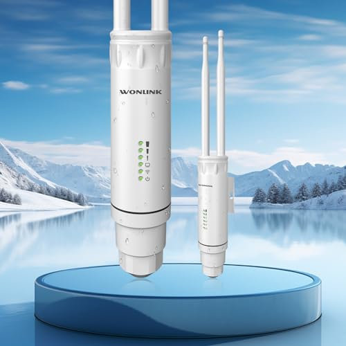 WONLINK Outdoor WLAN Access Points, AC1200 Outdoor WLAN Repeater Dualband WiFi Verstärker mit Ethernet -Port, Doppelantenne, WiFi Extender Unterstützung von Repeater/AP/Router Modu, IP66 Wetterfester