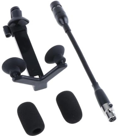 Harilla Violin Microphone Clip Set Gooseneck Microphone and Clip Adjustable Unidirectional Violin Mic with Clip for Stage Performance, 4 Pin Normal