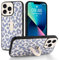 Jefonha for iPhone 13 Pro Case with Finger Hand Strap Kickstand, Trendy Cool Leaopard Cheetah Print Phone Case for Women Men, Full Camera Protection Shockproof Protective Cover (White)