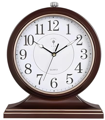 Bosreroy Klassische 25,4 cm große Vintage-Schreibtischuhr, lautloses Uhrwerk, Tischuhr mit großem leuchtendem Zifferblatt, perfektes dekoratives Geschenk für Zuhause oder Büro