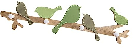 HEALSOPTHY Praktischer Holz Wandhaken mit Vogel Design Einfacher Montage Natürlicher Holzmaterial Vielseitig für Garderobe Küche Wohnzimmer zum Aufhängen von Kleidung Schals Handtüchern