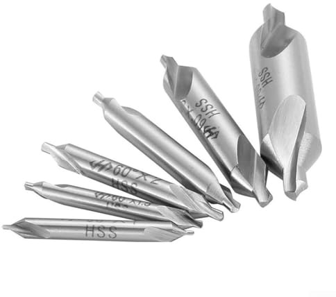 Zilimontt HSS-Drehmaschinen-Spotting-Bohrer-Set mit doppelseitigem 60-Grad-Winkel für die Bearbeitung zwischen den Zentren, Silber (/.5/2/2.5/3/5 mm)