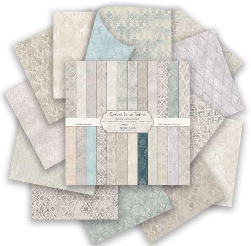 Scrapbook Papier 24 Blatt Doppelseitiges Muster Bastelpapier (Damask) | 30.5 x 30.5cm Texture Dekorpapier, Decoupage Papier Block, Scrapbooking Papier Set für DIY Fotoalbum Journals Dekoration