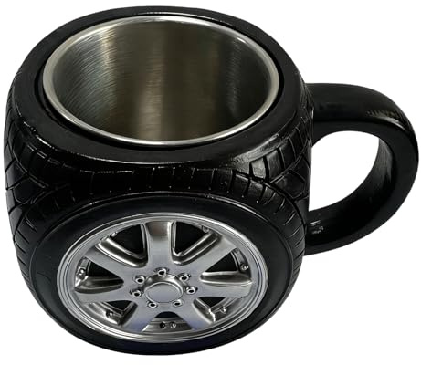 Genérico Tasse pneumatique 3D - Gobelet à eau créatif avec résine et acier inoxydable 300 ml | Tasse à café personnalisée avec poignée antidérapante style lait thé eau | cadeau décoration table