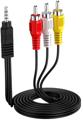 JIPUKE 3.5mm to RCA AV Camcorder Video Output Cable,3.5mm Aux to 3 RCA Male Plug Stereo Audio Video Cable For Smartphones, MP3, Tablets, Speakers, Home Theater, 2m