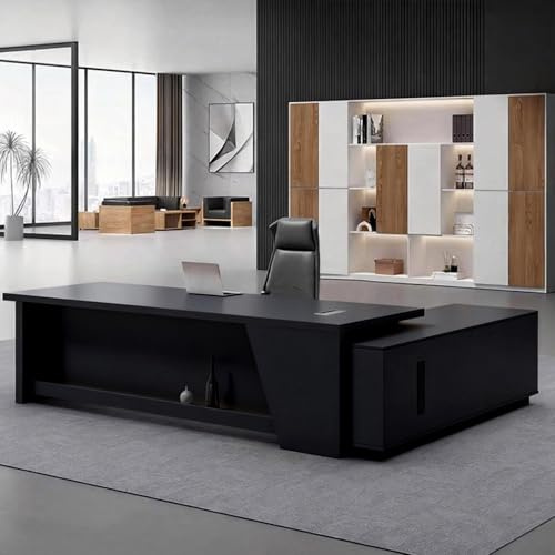 ZRBDDEF Moderner Schreibtisch mit Stauraum, L-förmiger Bürotisch, Großer Arbeitstisch für Büro, Empfangstheke, Arbeitsplatz