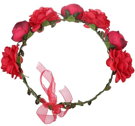 COSMEVIVI Bröllop Blomkrona med Konstgjorda Röda Rosor Stabilt Hårband för Kvinnor Blommigt Pannband för Brud och Fest Elegant Håraccessoar för Speciella Tillfällen och Vardagsbruk