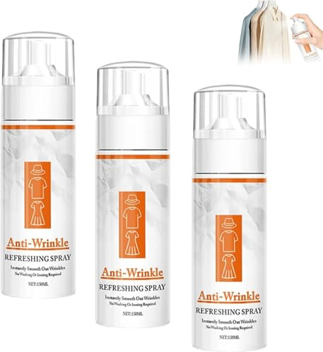 Instant Anti-Wrinkle Fabric Spray, Multi-Functional Wrinkle Release Spray for Clothing and Fabric, Anti-Static & Fabric Refresher, Gentle No Washing Formula for Home, Travel & Work (3Pcs)