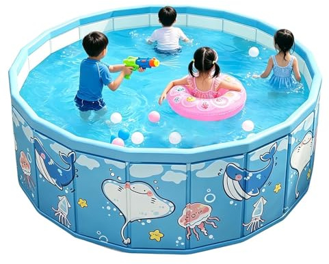 Xawaoa Kids Swimming Pool | Anti-Slip Non-Inflatable Portable Play - Foldable Swimming Pool Dog Ball Pit,for Outdoor Ground Backyard Beach Summer Party Adults Boys Girls Kids Family Dog