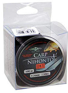 600m NIHONTO CARP schwarz Matte monofile sehr Glatte Angelschnur Karpfenschnur Feederschnur erhältlich von Ø0,22 bis 0,40mm (Ø 0,24mm / Tragkraft 7,50kg)