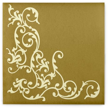 Mank Airlaid-Servietten Pomp 40x40 cm, Premium Einweg-Serviette, stoffähnlich und saugstark, perfekt für Hochzeit & Partys 50 Stück, Gold-Creme