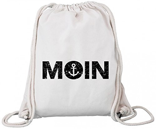 Küsten Hamburg plattdeutsch norddeutsch Norden Premium Bio Baumwoll Turnbeutel Rucksack Stanley Stella Moin Anker, Größe: onesize,Natural