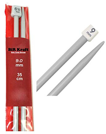 2 x Long Straight Plastic Knitting Needles (35cm) - Needle Diameter 5mm, 5.5mm, 6mm, 6.5mm, 7mm, 7.5mm, 8mm, 9mm and 10mm 2 x 2 .354 in