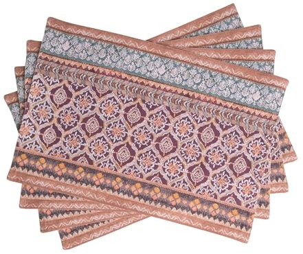 Maison d'Hermine Platzsets 100% Baumwolle (33cm x 48 cm, 4er-Set) | Waschbar wiederverwendbar für Zuhause Küche Esszimmer Party Hochzeit Restaurant Thanksgiving und Weihnachten - Fair Isle