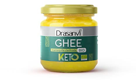 Drasanvi KETO Mantequilla Ghee de pasto Clarificada Bio | Saludable y de Fácil Digestión | Rica en Vitaminas A, D, E y K | Ácido Linoleico y Butirato | 99,8% de Grasas Saturadas| 300 g