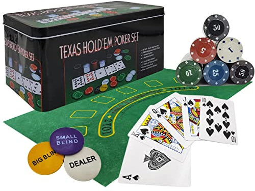 powerking Poker Chip Set, Blackjack 200 fiches Poker Set per Texas Holdem con tovaglia Gioco per Feste di Famiglia