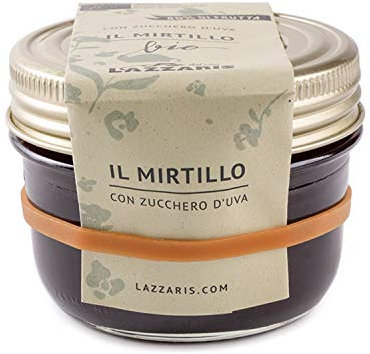 Lazzaris 1901 - Confettura di mirtilli e zucchero d'uva BIO 250 g Gourmet - 4 vasi per cartone
