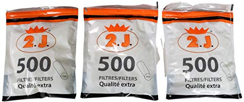 1500 Filtres Cigarettes de Marque Francaise, Lot de 3 Sachets De 500 Filtres A Cigarette pour Rouler Vos Cigarette Slim ou Court Soit 1500 Filtres pour Feuilles à Cigarette Diam 6 mm Long 15 mm Promo