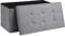 AKA Storage Ottoman, Padded Foldable Bench, Chest with Lid, Holds up to 300 kg, for Bedroom, Hallway, Living Room (Light Grey Linen, 76cm x 38cm x 38cm)
