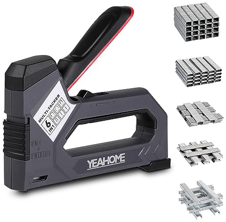 YEAHOME Robuste Heftpistole – Manueller Hefter mit 3000 Heftklammern (D-Typ) Nagelpistole für Polstermöbel, Handwerk, Heimwerken, Möbel, Materialreparatur, Tischlerei, Dekoration