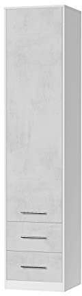 SMARTBett Schrank Kleiderschrank Aktenschrank 50cm mit 2 Schubladen Weiss/Beton