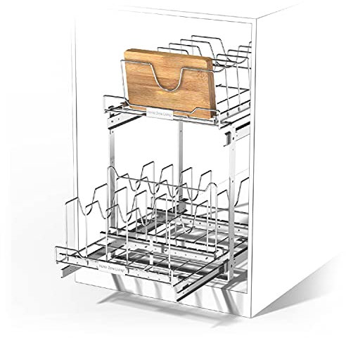 Home Zone Living Ausziehbarer Küchenschrank-Organizer mit zwei Ebenen, 38,1 cm B x 50,8 cm T