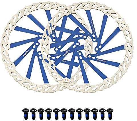 Jane Eyre 203mm Fahrrad Bremsscheibe 2 Stück Scheibenbremse Fahrrad rotor mit 12 Schrauben passend für die meisten Fahrräder, Rennräder, Mountainbikes BMX MTB(Blau 203mm)