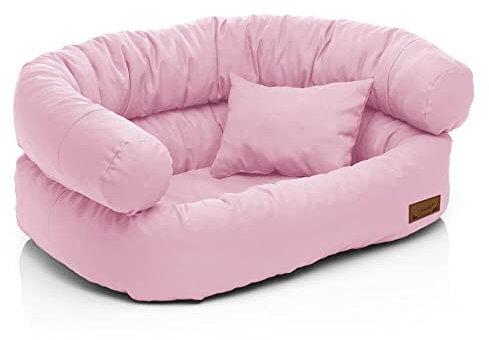 Juelle Hundebett - Großhundesofa, Abnehmbarer Bezug maschinenwaschbar, flauschiges Bett, Hundesessel Santi S-XXL (Größe: L - 100x80 cm, Hellpink)