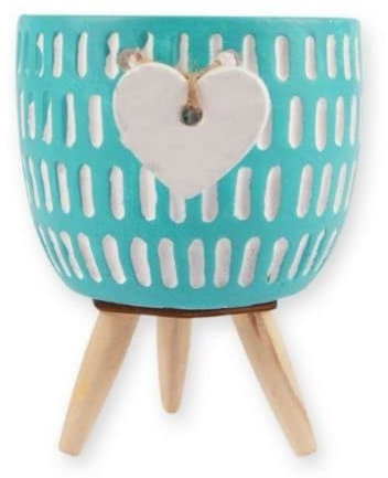 FabFinds Indoor Planter Indoor Decorative Flower Plant Pots (12cm, Blue Heart)
