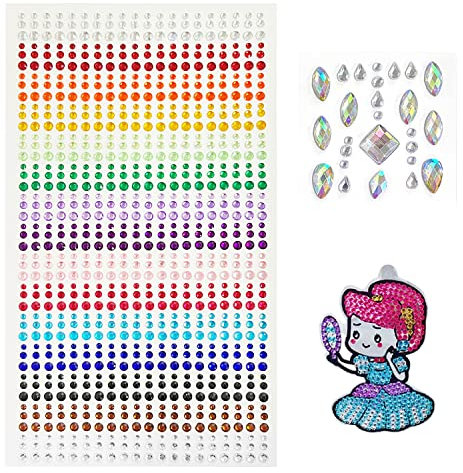 900 Colorful Rhinestone Stickers in Various Shapes and 26 odd-Shaped Rhinestones, face Makeup Rhinestone Stickers, Nail Art Decoration, Handicraft Decoration