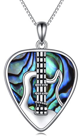 CUPENDA Plektrum Halskette Sterling Silber Gitarren Halskette Musik Schmuck Geschenke für Frauen Männer