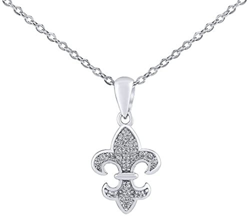 SILVEGO Damen Halskette aus 925 Sterling Silber mit Anhänger Heraldische Lilie Brilliance Zirconia