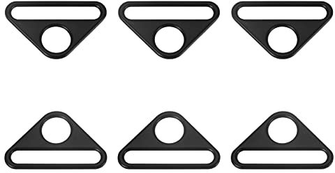 sourcing map 6 Stück D Ringe Metall Dreieck Schnalle Versteller 1,97 D Ringe 50mm Triangel Schnallen Taschenzubehör für Taschen DIY Handtasche Geldbörse, Mattschwarz